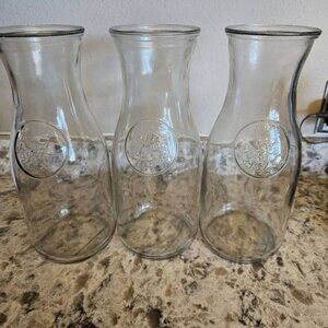 Lot of 3 1976 Bicentennial 9" Clear Glass Carafes